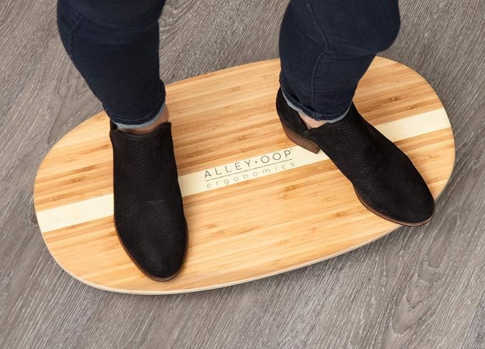 ALLEYOOP WOOD ROCKER BOARD • Unique 360° Omni-directional Rocking Movement • Ergonomically Engineered For Stability At Your Standing Desk, Medium, Bamboo