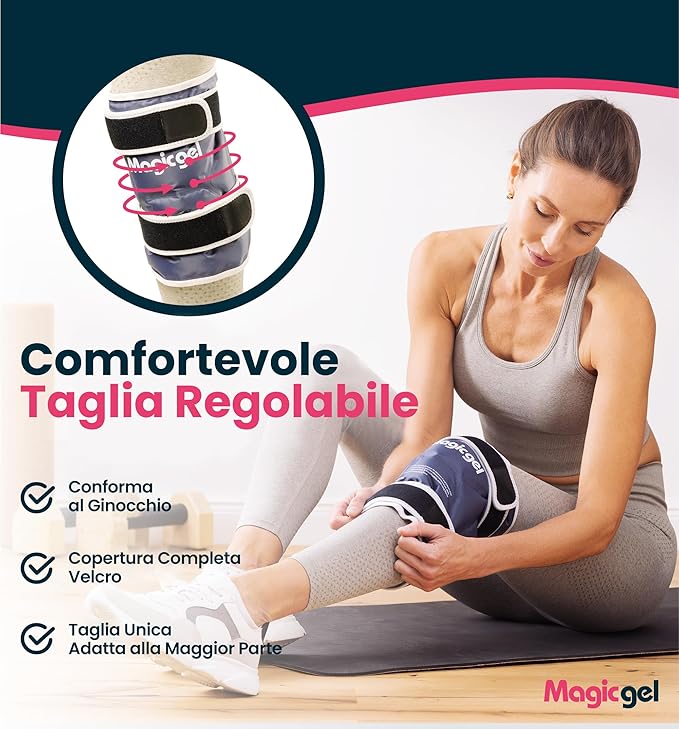 Magic Gel Ice Pack for Knee - Reusable Cold Wrap for Injuries - Soft Flexible Cooling for Icing Knees, Elbow, Calf, Wrist - Adjustable Wraparound Straps