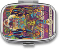 Metal 2 Compartment Pill Organizer Travel Friendly Portable Compact Pill Box Cute Pill Case,for Pocket Wallets Daily Portable Medicine Vitamin Tablet Storage (Guardian Skeleton)
