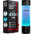 Hydrogen Water Bottle Generator - Up to 4100+ PPB Molecular Hydrogen Infusion - SPE/PEM Technology - Certified H2 Generator - Rechargeable - Extended Warranty - 10 oz (Black)