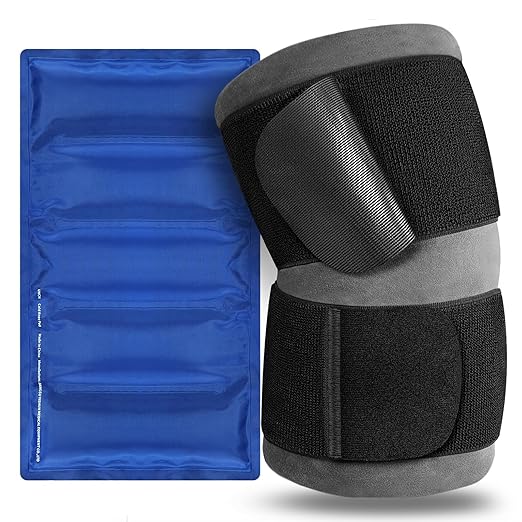 uncn Large Knee Ice Pack Wrap for Instant Knee Pain Relief for injuries reusable 18x10 cold gel bag freeze sleeve wearable with velcro straps long-lasting patch flexible for arms, leg, wrist, elbow