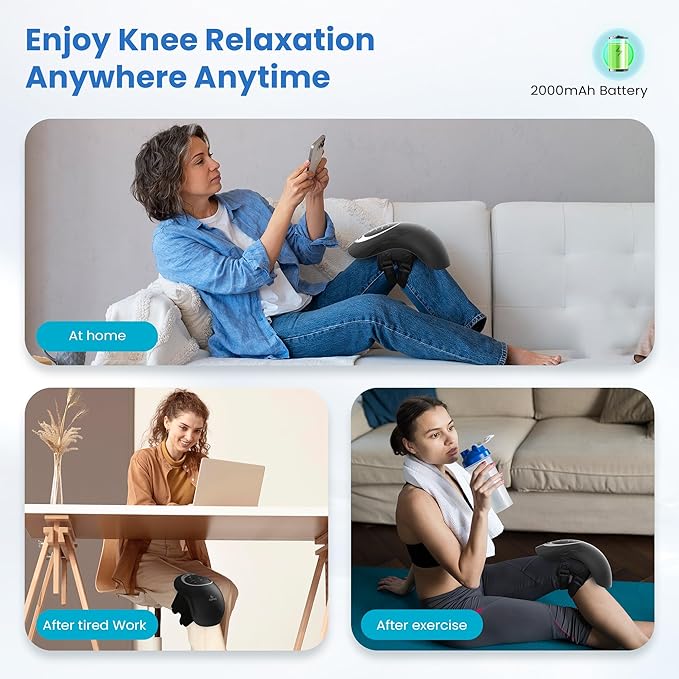 Knee Massager with Heat - Heating and Vibrating Pain Relief Knee Massager for Arthritis, Gifts for Elderly, Dad, Mom