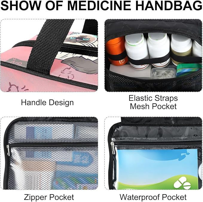 Fustylead Cute Cartoon Himalayan Cat Large Medical Storage Bag with Zipper Empty First Aid Bag Trauma Kit for Traveling Hiking Camping Backpacking