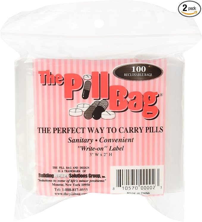 | Medicine Pill Organizer with Labels for AM/PM | Resealable Disposable Pill Pouches for Medicine, Vitamins, Gummies | Plastic Pill Bags for Travel | Standard Size | 200 Count