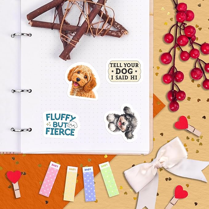100Pcs Poodle Stickers for Water Bottle, Laptop - Poodle Gifts, Party Supplies & Decorations - Dog Stickers and Decals - Gift for Women & Men