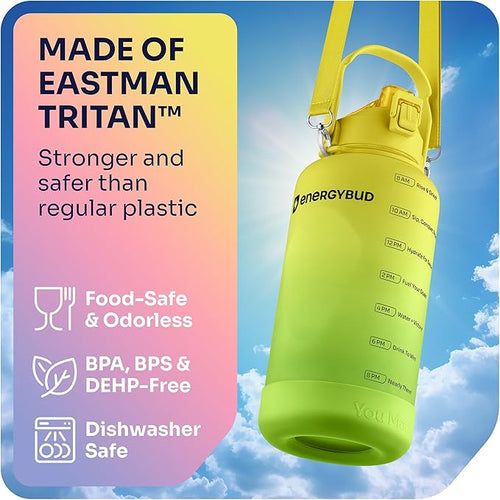 1 Gallon Water Bottle with 128 oz Capacity - Motivational Time Markers for Daily Hydration Goals - Leakproof BPA Free Tritan with Removable Straw