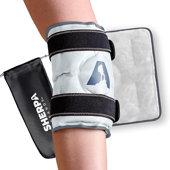 Hot and Cold Therapy Knee Wrap Gel Pack (10" x 12.5") Reusable Heating Pad & Flexible Freezer Pack for Leg Injuries and Knee Pain Relief - Grey