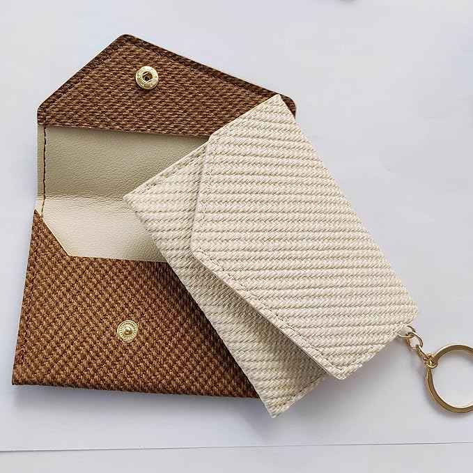 Birth Control Pill Case Wallet PU Leather Medicine Holder Keychain (Brown)