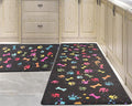 Farmhouse Kitchen Mats Cushioned Anti Fatigue Mats for Kitchen Floor Waterproof Kitchen Mats and Rugs Comfort Standing Mat for Kitchen, Laundry Room, Colorful Dog Paw and Bone(Black/Multicolor)
