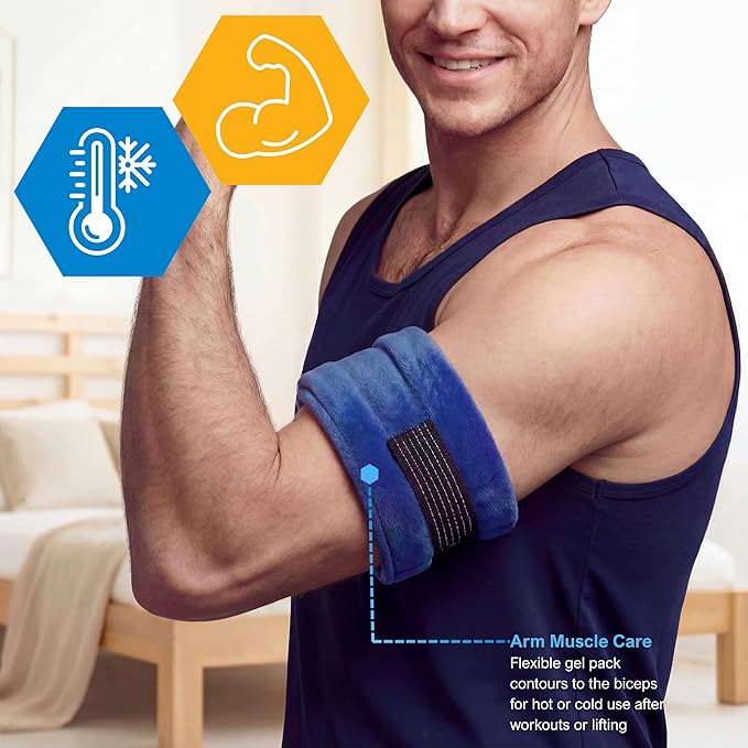 MED PRIDE Reusable Hot Gel Pack and Cold Therapy Belt with Sleeve [2 Pack], Microwavable Hot Gel Bag for Pain Relief, Injuries, Headaches, Knee Pain