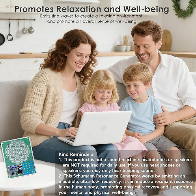 Schumann Resonance Generator 7.83Hz, Adjustable Frequency Healing Device 0.001Hz-200kHz, Pure Sine Wave Frequency Generator Sound Therapy Machine for Deep Sleep, Anxiety Relief, Yoga & Meditation