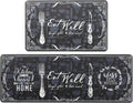 Asrug Kitchen Mats for Floor, Anti Fatigue Comfort Kitchen Standing Desk Mat, Floor Pad Kitchen Rug Waterproof Stain Resistance Non Slip Kitchen Set of 2, 17.3''x27.6''+17.3''x47.2'', Eat Well