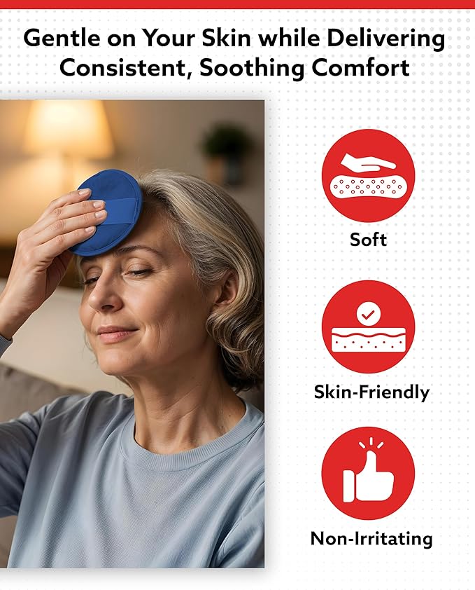 Alpi Circle Plush Gel Ice Packs Reusable & Microwavable – 4”x4” Small Ice Packs for Adults – Hot or Cold Eye Mask with Beads - Plush Comfort for Muscle Aches & Minor Discomfort – Blue