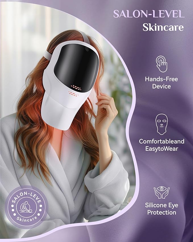 Red Light Therapy for Face- LED Light Therapy Mask Skin Care Mask,Cordless LED Face Mask face & Neck Red & Infrared Lights Masks Wavelength,USB C Rechargeable for Home Use Working Travel Yoga