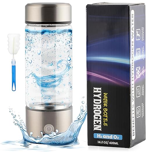 ZEICO Hydrogen Water Generator Bottles – 1680PPB, SPE PEM Technology, 3Min Rapid Hydrogen Water Generator, Portable 420ml Rechargeable Ionizer Machine for Home, Office, Fitness & Wellness (Silver)