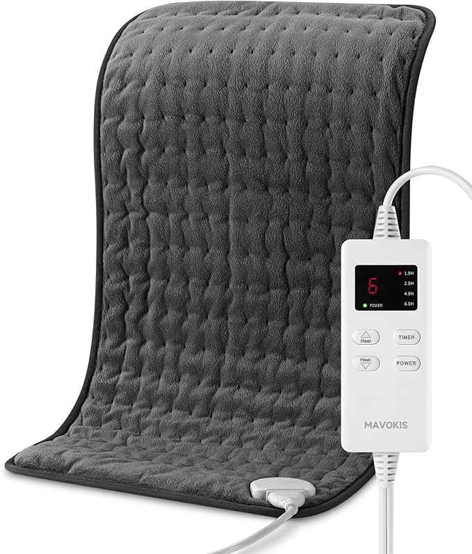 Heating Pad for Back Pain Relief, MAVOKIS Heating Pads for Cramps with Auto Shut Off Large, 6 Heat Settings Electric Heat Pad for Neck and Shoulder, Moist Heat Option, Dark Gray