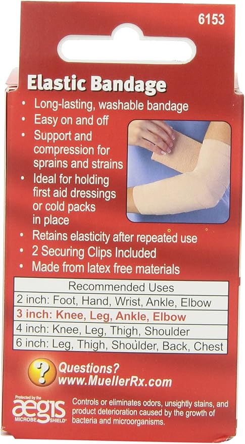 MUELLER Sports Medicine Elastic Bandage, All-Purpose Support Wrap, Self Adhesive Bandage Wrap, Athletic Compression Sleeve for Injuries and Pain Relief, Beige