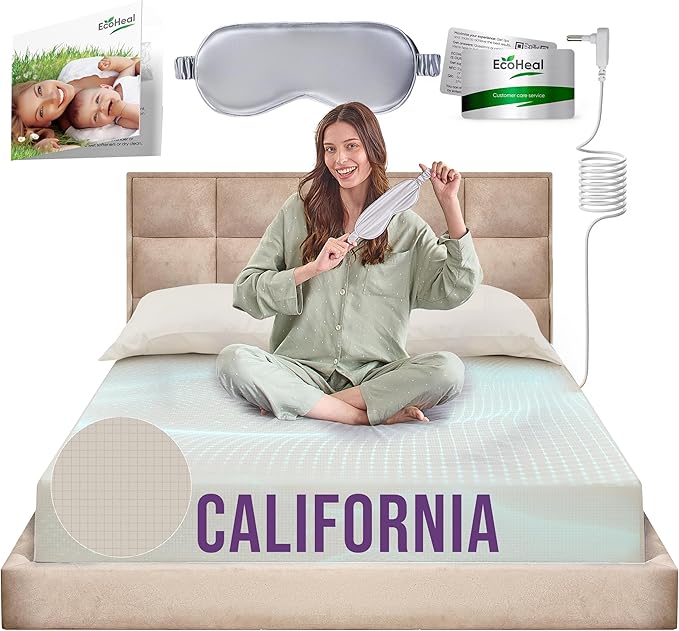 Earth Grounding Sheets California Size with 12% Silver Fiber & 4% Silk & 84% Cotton - Beige - Quality Certified Grounded Well Bed Sheet - Conductive Fitted Sheet for Better Sleep