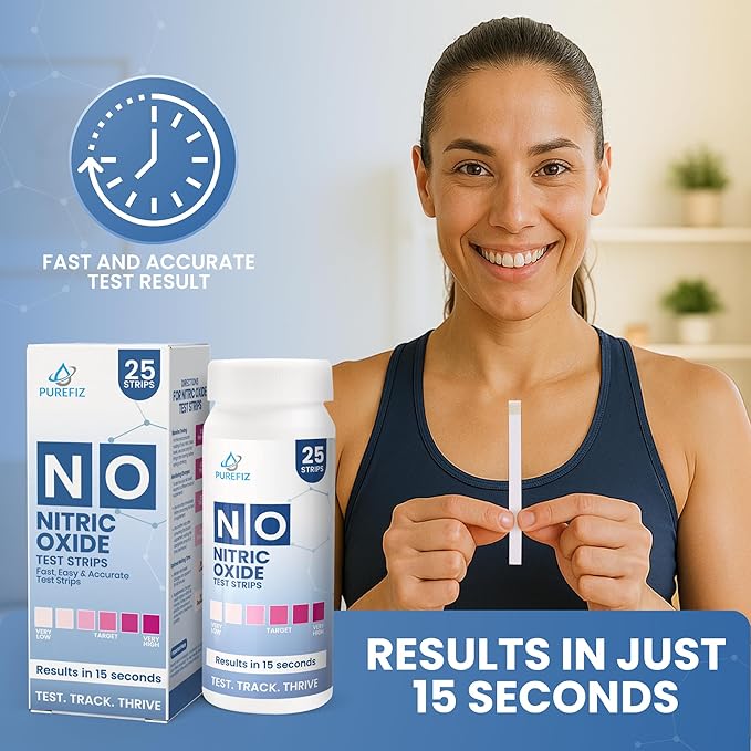 Nitric Oxide Test Strips (25 Pack) – Easy-to-Use Saliva Test for Nitric Oxide Levels | Results in 15 Seconds | Track the Effects of NO Supplements | Support Energy, Circulation & Natural Wellness