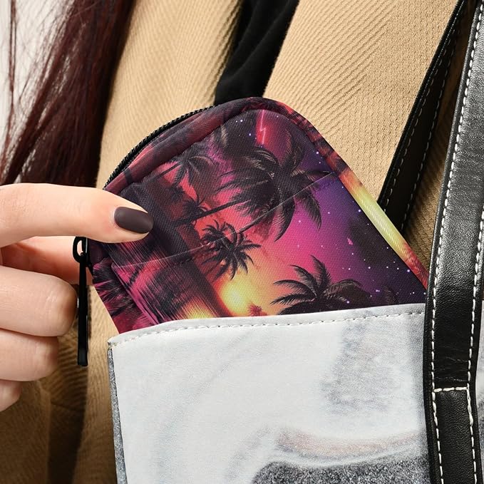 Travel Pill Case Palm Trees Sunset Stars Weekly Small Pill Box 7 Day Pill Box Pill Organizer Bag