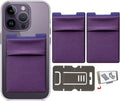 RFID Blocking Phone Card Wallet - Double Secure Pocket - Ultra-Slim Self Adhesive Credit Card Holder Card Sleeves Phone Wallet Sticker All Smartphones(Purple)-2PC