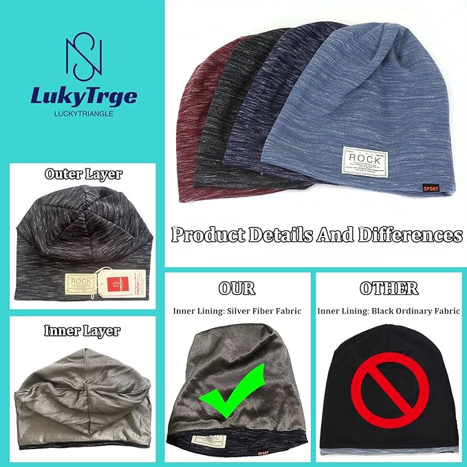 EMF Protection Beanies Cap, Unisex Faraday Hat, Microwave Radiation Blocking Stretch Cap (Color : C, Size : One Size)