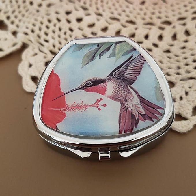 Designer Pill Box by Houder - Decorative Pill Case with Gift Box - Carry Your Meds in Style (Hummingbird)