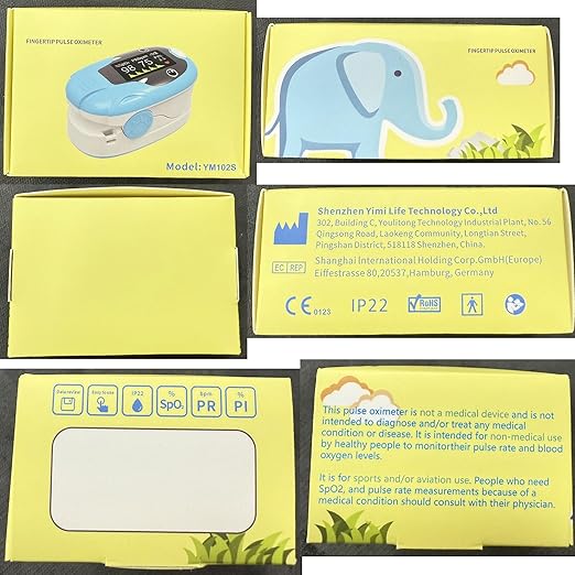 Pulse Oximeter for Kids, Pediatric Oxygen Monitor Fingertip(2+), Alarm and Brightness Ajustable