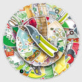 51pcs Garden Tools Stickers, Cartoon Shovel & Watering Can Pattern Decals, Waterproof & Durable for Gardening Journal, Flower Pot, Party Decoration