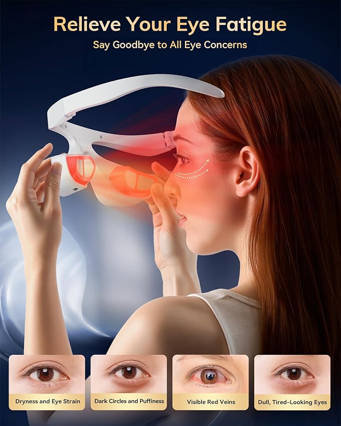 Under Eye Red Light Therapy Device, Red Light Therapy Glasses for Eyes 630±10nm,Red Light Eye Mask for The Treatment of Eye Bags,Dark Circles,Puffiness periorbital for Treating