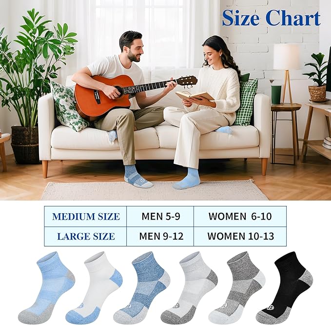 Diabetic Socks for Men,6 Pairs Ankle Mens Diabetic Socks,Diabetic Neuropathy Socks for Men Size 9-11/10-13/13-15.