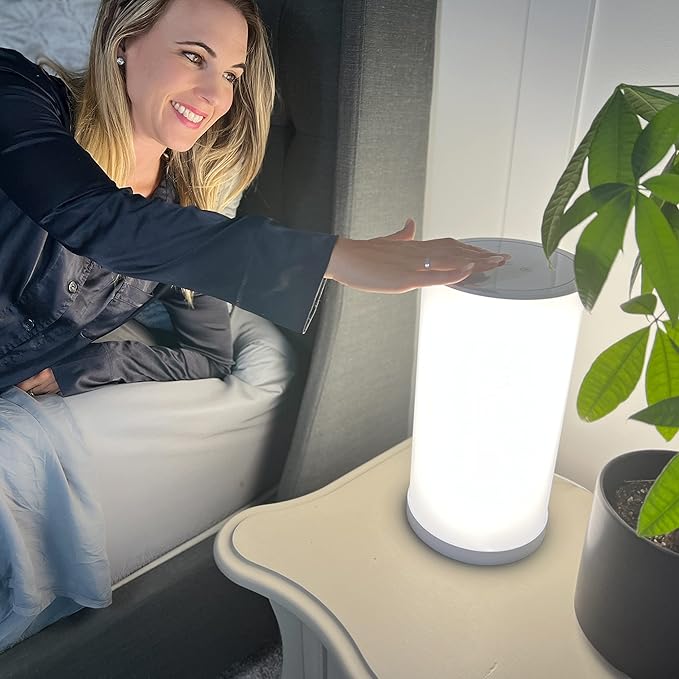 14 Inch Light Therapy Lamp, 10000 LUX 360 Degree Therapy Lamp, LED Bright White Light with Adjustable Height and Brightness to Fight Low Energy and Sunlight Deprivation, White