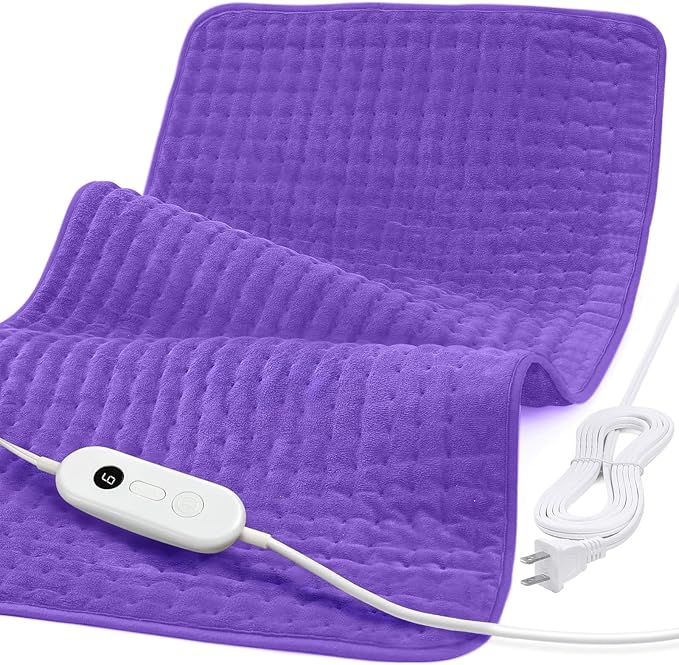 Heating Pad for Back Pain Relief, 17" X 33" XXX-Large Heating Pads for Cramps,Electric Heating Pad XL with 6 Fast Heating Settings,Moist Dry Heat Options,Auto-Off,Machine Washable,Light Purple