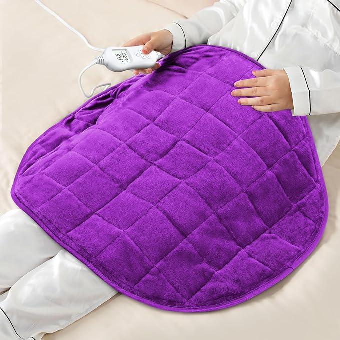 NOWWISH 5lbs Weighted Heating Pad for Women, Electric Heated Weighted Blanket with 6 Heat Settings, Timer & Auto Shut-Off, Relief for Period Cramps, Back Pain, Lap, Machine Washable, 29x24 inch Purple