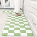 Fresh Green Retro Curvy Checkered Grid Checkerboard Kitchen Rug Sets [2 PCs], Anti-Fatigue, Waterproof Non-Slip Kitchen Mats Heavy Duty Comfort Foam Rug for Floor, Home, Laundry,17"x29"+17"x47"