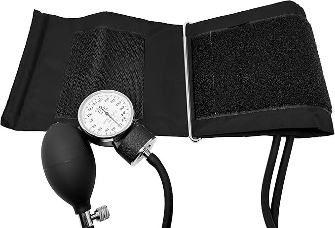 Elite Medical Instruments EMI Manual Blood Pressure Set with Regular Adult Cuff and D-Ring, Black