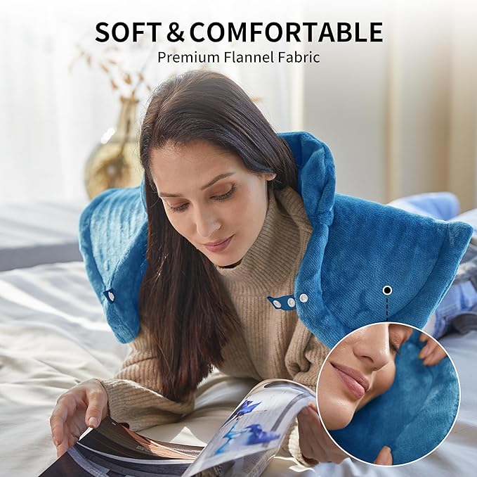 Heating Pad for Neck Shoulder and Back, Valentines Day Gifts for Her Him, Birthday Gift for Women Men Mom, Deeper Pain Relief,Large Weighted Heat Pad, ETL Certified, Blue