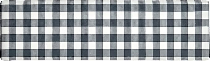 Anti Fatigue Kitchen Rugs Farmhouse Kitchen Mats for Floor,Cushioned Non-Slip Ergonomic Comfort Rug Standing Mat for Kitchen,Doing Dishes,Floor,Home,Office,Laundry,Plaid Black,17.3"x60"
