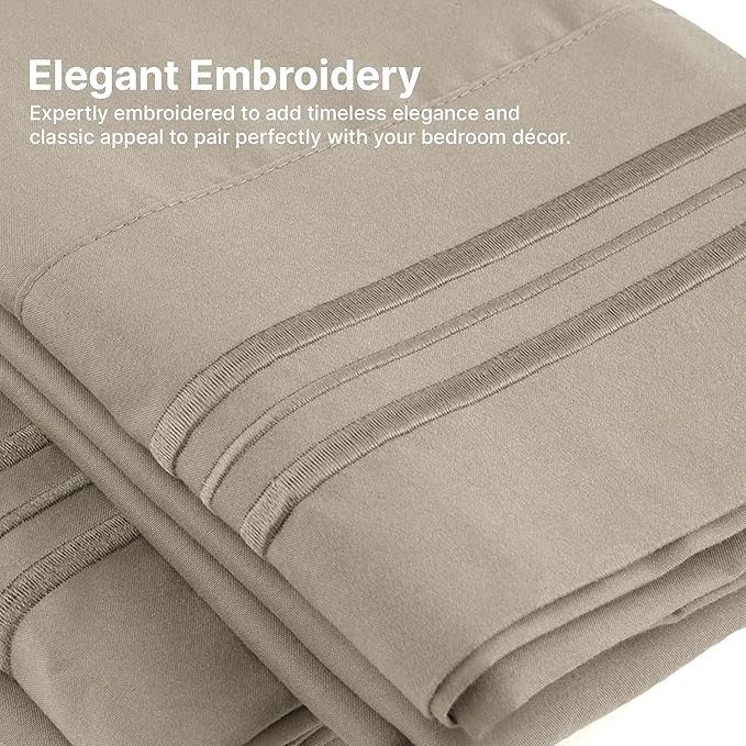 Twin Size 3 Piece Sheet Set - Extra Soft, Breathable And Cooling Sheets - Hotel Luxury Durable Bed Sheets for Women & Men - Deep Pockets, Easy-Fit & Wrinkle-Free Sheets - Taupe Oeko-Tex Bed Sheet Set