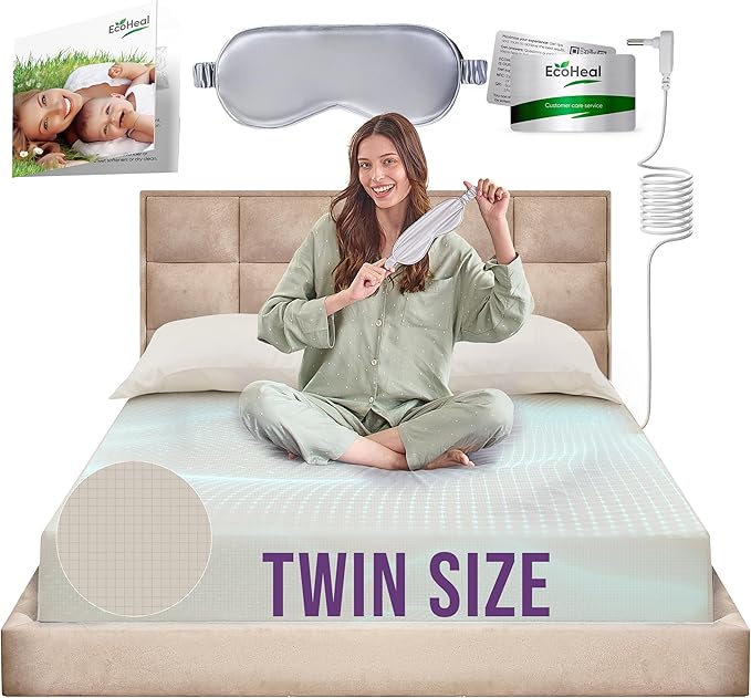 Earth Grounding Sheets Twin Size with 12% Silver Fiber & 4% Silk & 84% Cotton - Beige - Quality Certified Grounded Well Bed Sheet - Conductive Fitted Sheet for Better Sleep