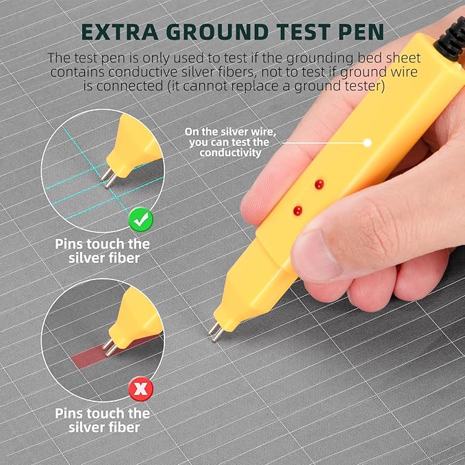 Grounding Sheet, 90% Organic Cotton+10% Pure Silver Organic Grounded Sheets for Improved Sleep, Pain Relief, with Static Grounding Cord and Test Pen (Gray, (78.2 * 80 * 15 in))