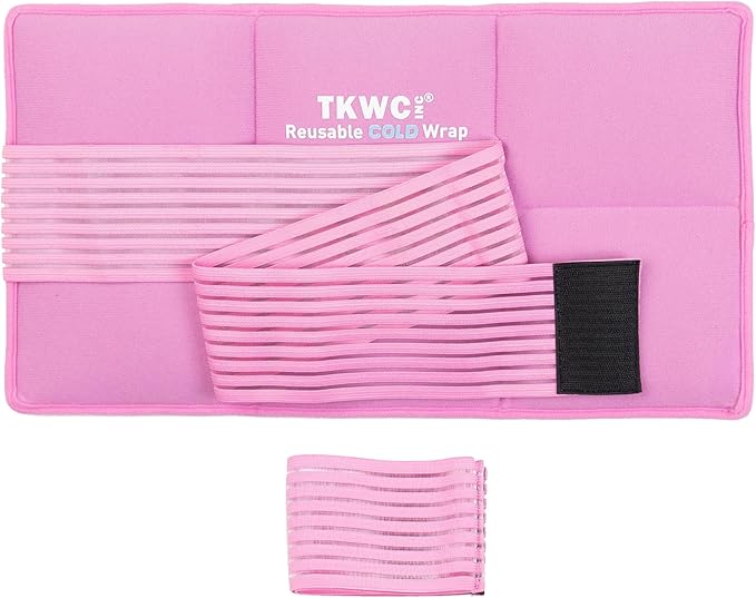 Flexible Reuseable Gel Ice Pack Cold Wrap (Oversize 17.5" x 9.5") for Injuries, Back Pain Relief, Knee Wrap, Surgery Recovery, Ankle, Shoulder Cold Wrap (Pink) by TKWC INC