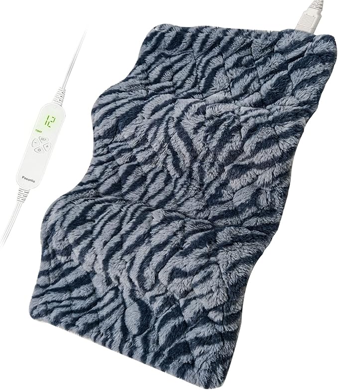 Full Weighted Heating Pad for Back, Neck, and Shoulder Pain Relief with Auto Shut Off, Extra Large 12 x 24, Grey Blue-PLH02