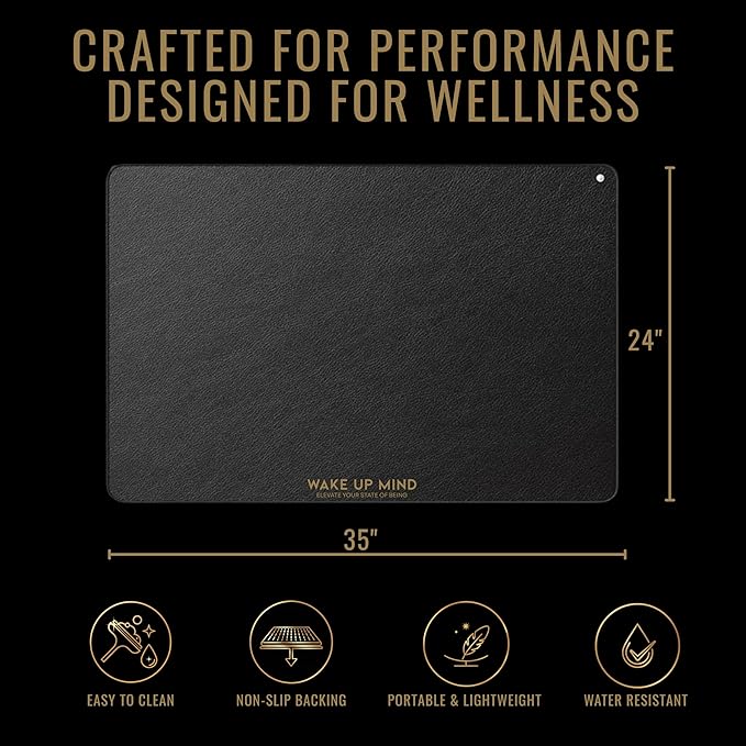 Grounding Mat for Feet – Indoor Conductive Earthing Mat for Desk, Floor or Bed – Non-Electric Passive Grounding Pad with Outlet & Tester.