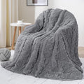Drewin Fleece Weighted Blanket Queen Size (60" x 80" 12lbs, Grey), Ultra-Comfy Furry Sherpa Heavy Blanket, 3D Jacquard Cable Pattern Weighted Blankets for Adults, Sofa Bed Blanket for Winter
