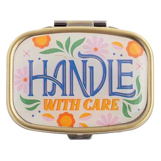 Karma, Chill Pill Organizer Travel Friendly Portable Compact Pill Box, Pill Container to Hold Meds, Vitamins, Supplements for Purse/Pocket, Handle with Care