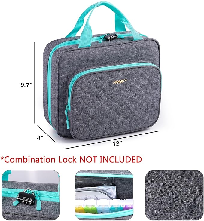 BAGSFY Medicine Bag for Traveling, Pill Bottle Organizer Storage, Large Medication Travel Case, Pills Box for Vitamin, First Aid Kit Bags Empty. (Comes with Weekly Pill Organizer)