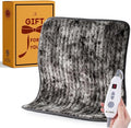 Woomer Heating Pad for Back Pain Relief, Extra Large Electric Heating Pad for Period Cramps, Moist&Dry Options, 6 Heat Setting, 2H Auto-Off, Cozy Faux Fur, 20” x 24”, Marble Grey
