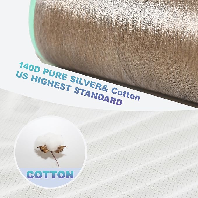 Grounding Sheets for Improving Sleep Quality,Pure Silver Fiber+Organic Cotton,Bedding Grounded Fitted Sheet Set,Deep Pocket. (White, King)