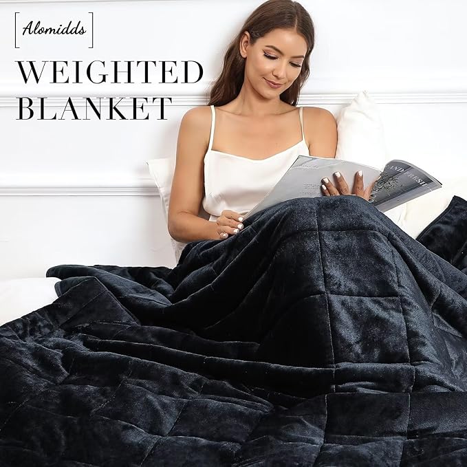 Alomidds Sherpa Fleece Weighted Blanket 12 lbs for Adults,Weighted Blankets with Ultra-Soft Fleece and Sherpa,Cozy Plush Sherpa Fleece Blanket for Sofa Bed, 48 x 72 inches,Dark Grey